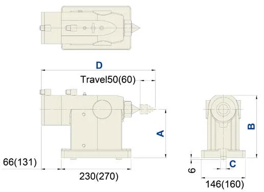 ATJ/ATTJ-170 manual tailstock dimension