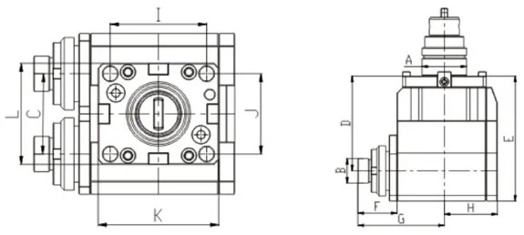 90 DEGREE DOUBLE HEAD DRIVEN TOOL HOLDER DIMENSION