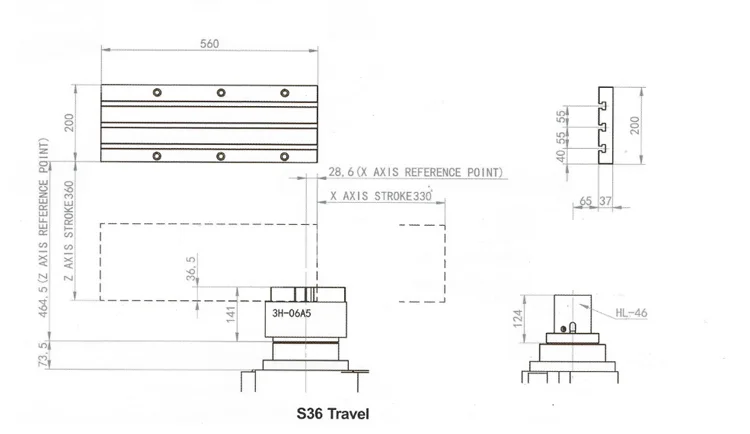 S36 cnc gang tool lathe dimension