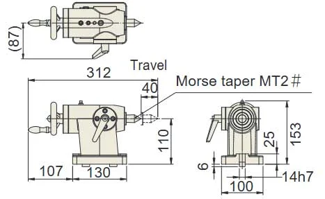 TTJ-125A manual tailstock dimension