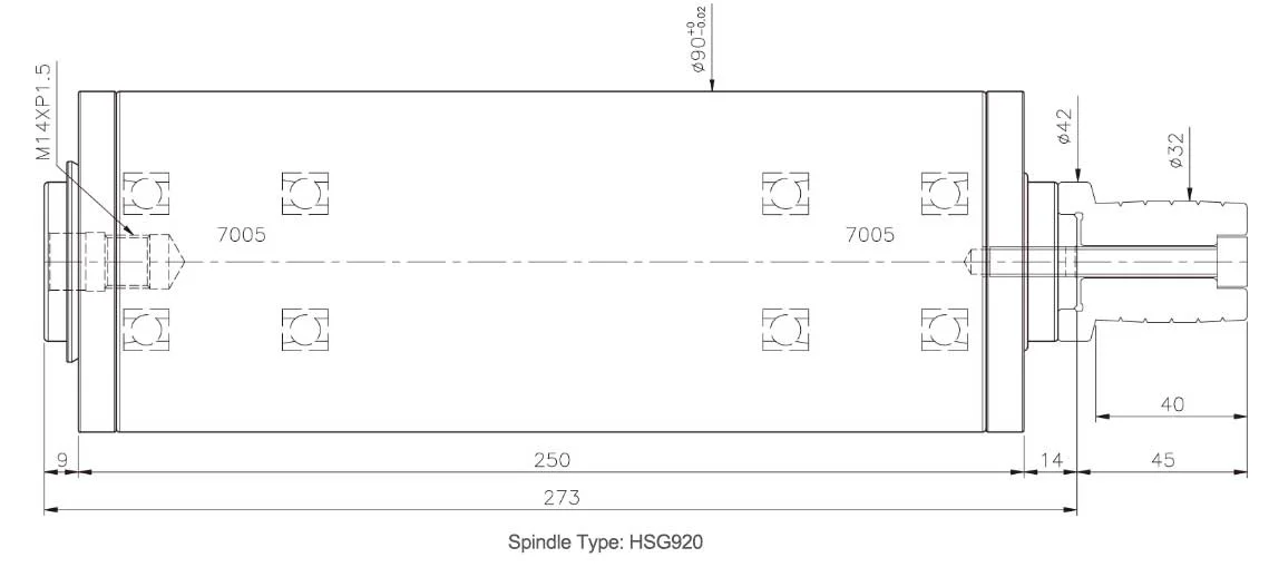 HSG920 Belt Drive Spindles Dimension