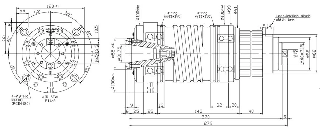 B30-100 Belt spindle dimensions