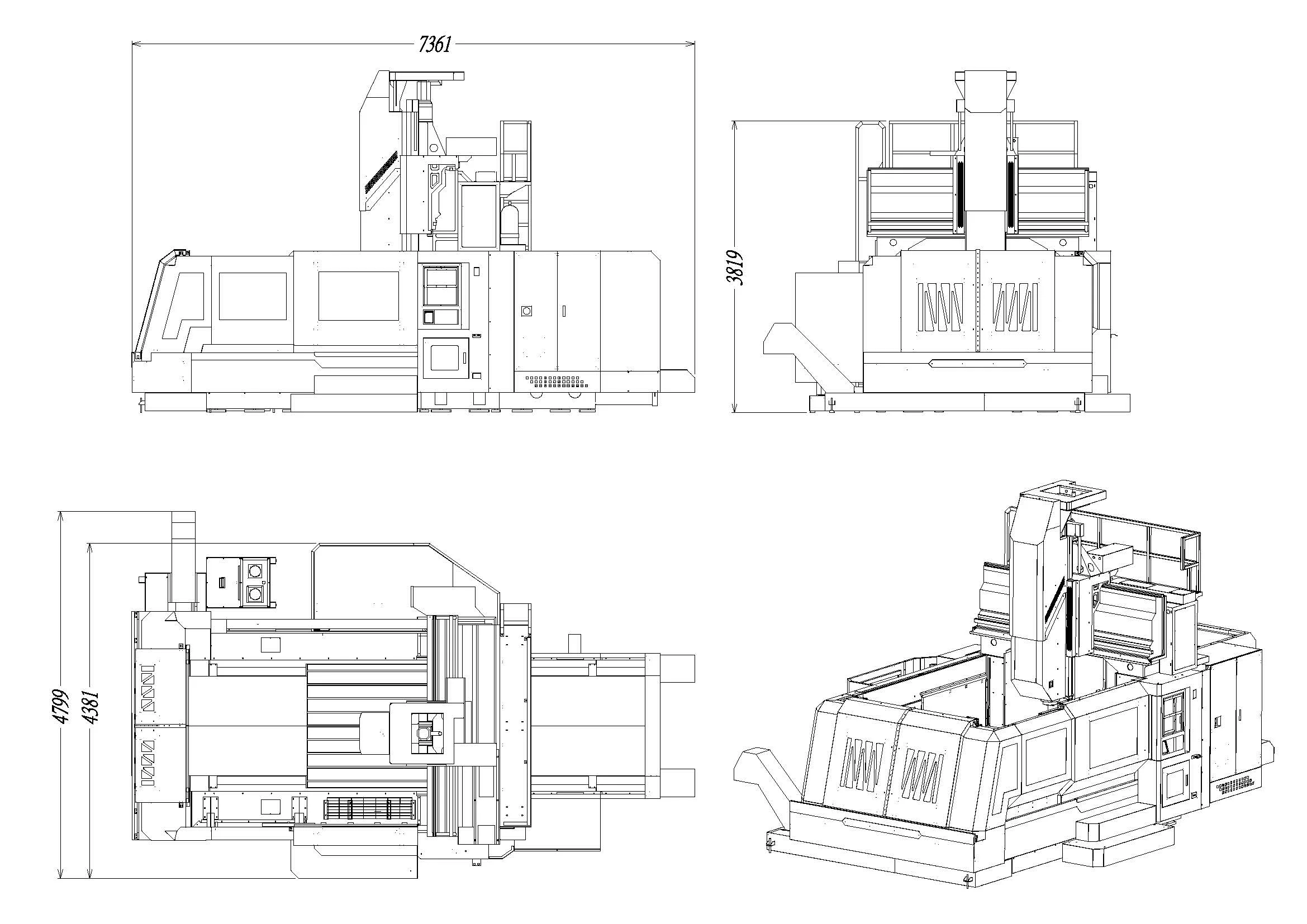 vertical gantry machining center dimension