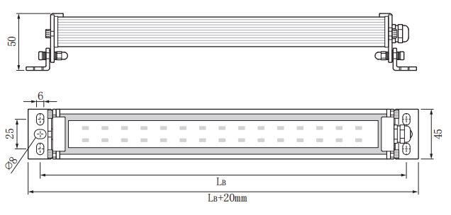 CNC Machine LED light Dimension