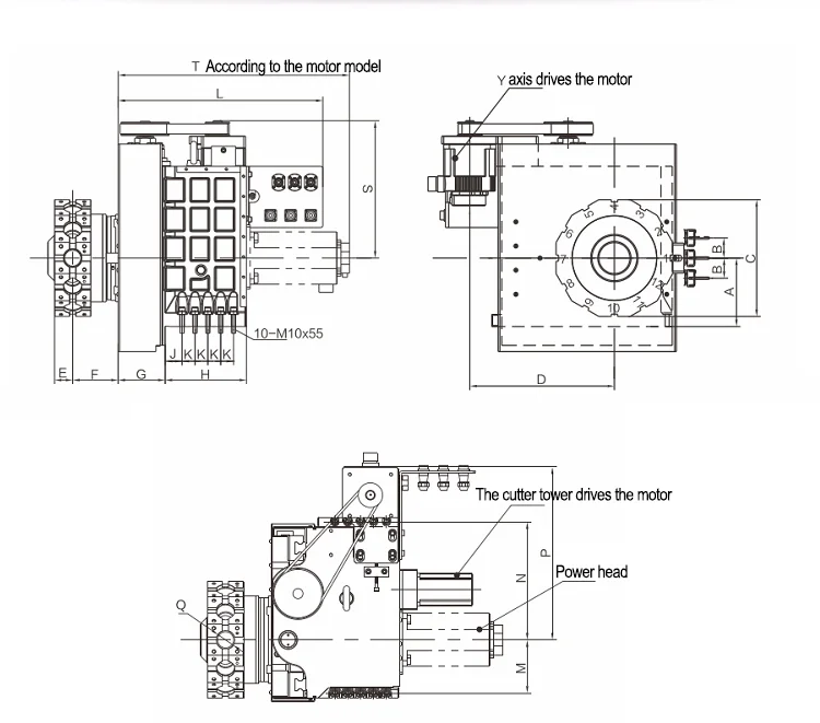 Y-axis-power turret dimensions